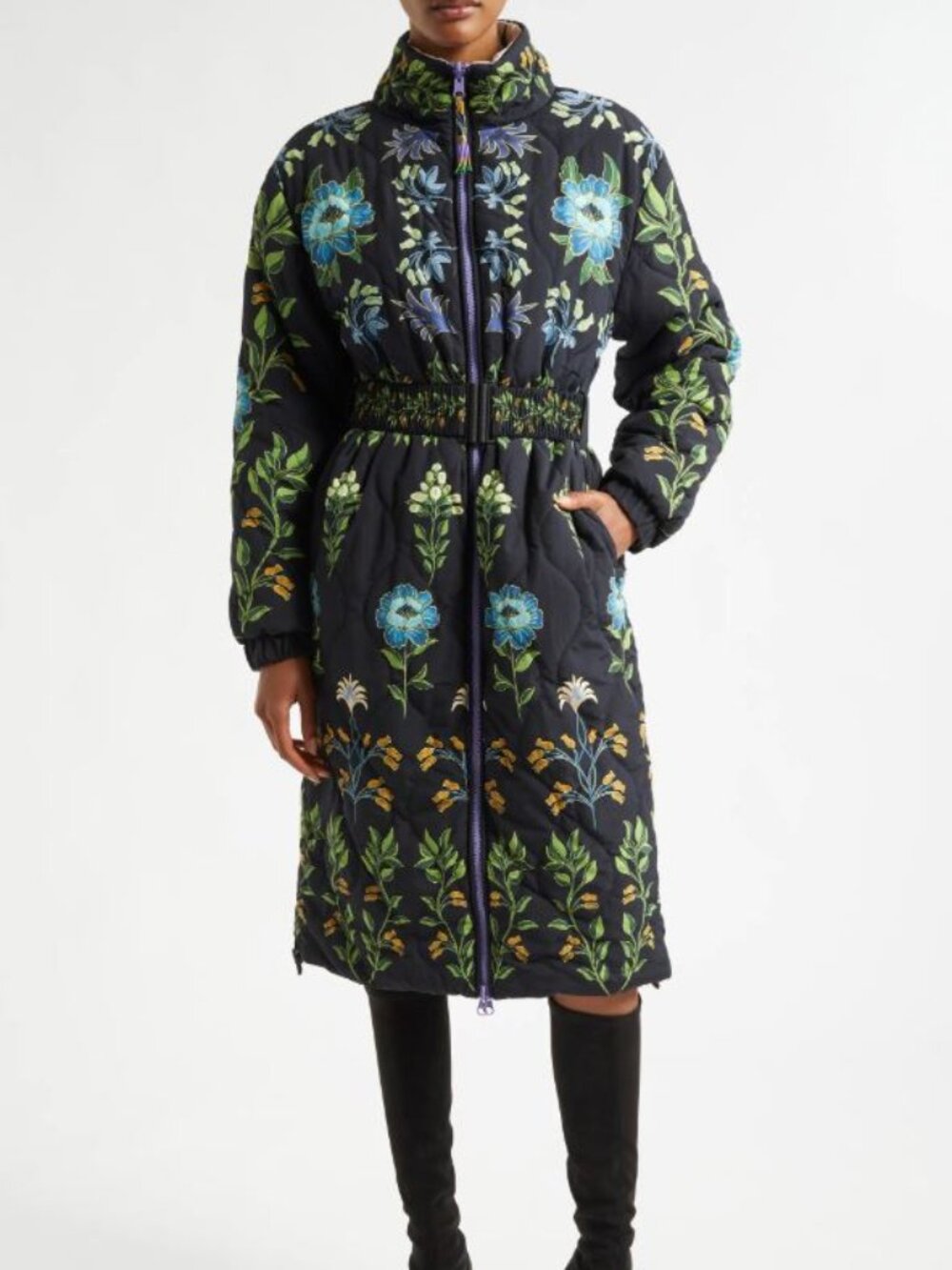 🖤 Rare FARM RIO Black Winter Garden Maxi Puffer Jacket sz XXS/XS/S NWT 🖤